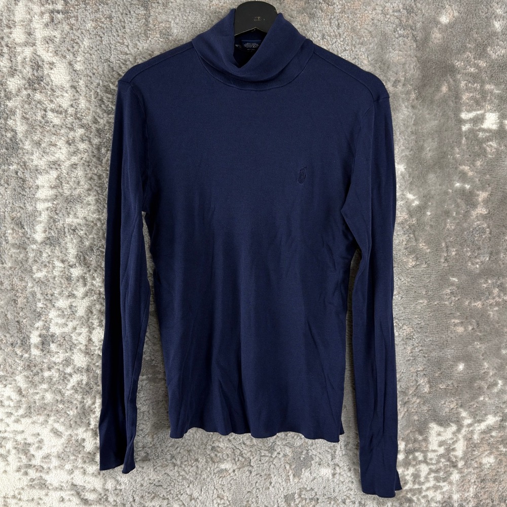 Ralph Lauren Sport Size XL Pima Cotton Lyocell Turtleneck Blue Long Sleeve Women